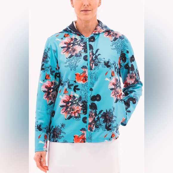 Foray Golf Women's (M) Zip Up Hooded Jacket Divine Floral - Picture 1 of 13